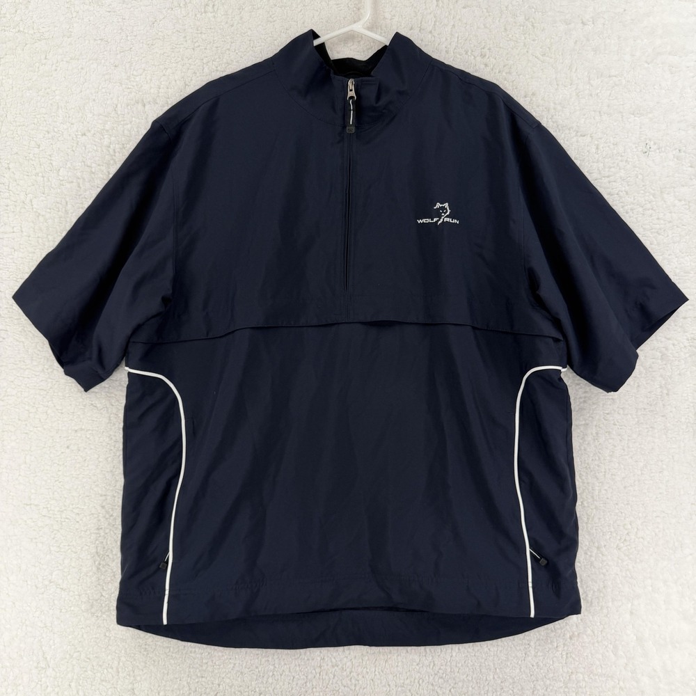 Cutter & Buck CB WindTec Pullover Jacket Mens Large Blue Wolf Run‎ Golf 1/4 Zip